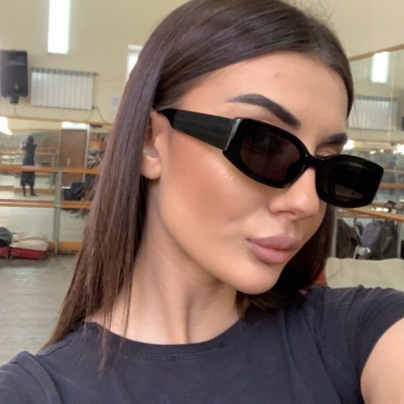 Vintage rectangle slim cat eye sunglasses tortoise - Picture 2 of 8